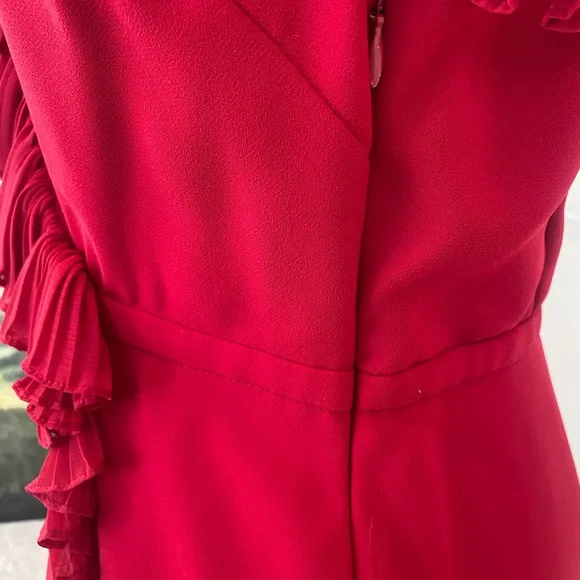 Jill Stuart Red Ruffle Wrap Dress Size 6 Cocktail Evening Party - Picture 6 of 10
